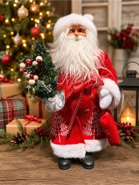 Festive Red Santa Figurine Holiday Decoration 17” tall